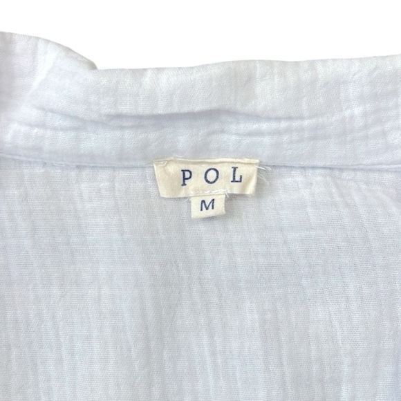 POL Loose Fit White Gauze Lace Crochet Short Sleeve Top Size Medium - Picture 9 of 13